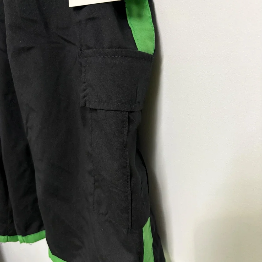 American Legend Outfitters Mens Large Black Green Cargo Swim Trunks Board Shorts